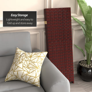 4' Tall Woven Fiber Room Divider, Red/Black, 4 Panel