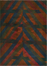 Vintage Rainbow-Dye Khaldun Rust/Blue Rug, 4'2 x 6'3