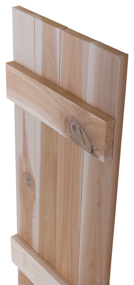 Traditional Board and Batten Exterior Shutters Pair, Unfinished, 42"