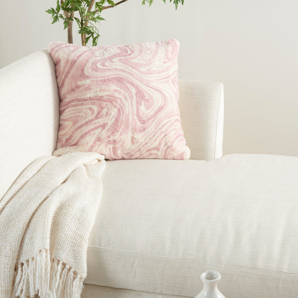 Mina Victory BJ400 Throw Pillow, Blush, 20"X20"