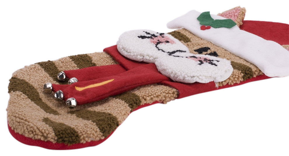 Set of 2 Hooked Stocking, 3D Cat