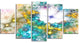 Blue Cosmic Black Hole., Contemporary Art on Canvas, 60"x32", 5 Panels