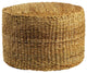 Round Woven Seagrass Curved Pouf Natural Fibers Coastal Cottage Ottoman Table
