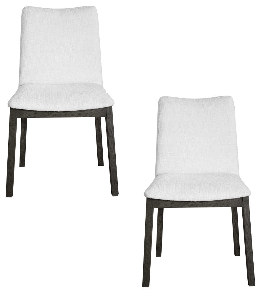 Elegant Dark Espresso Brown/White Dining Chairs, Set of 2