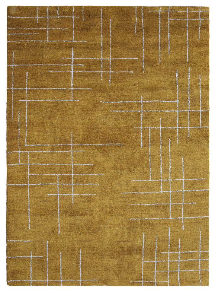HAND KNOTTED LOOM SILK ECO-FRIENDLY RUGS-5'x8',Rectangle,Gold Beige,Contemporary