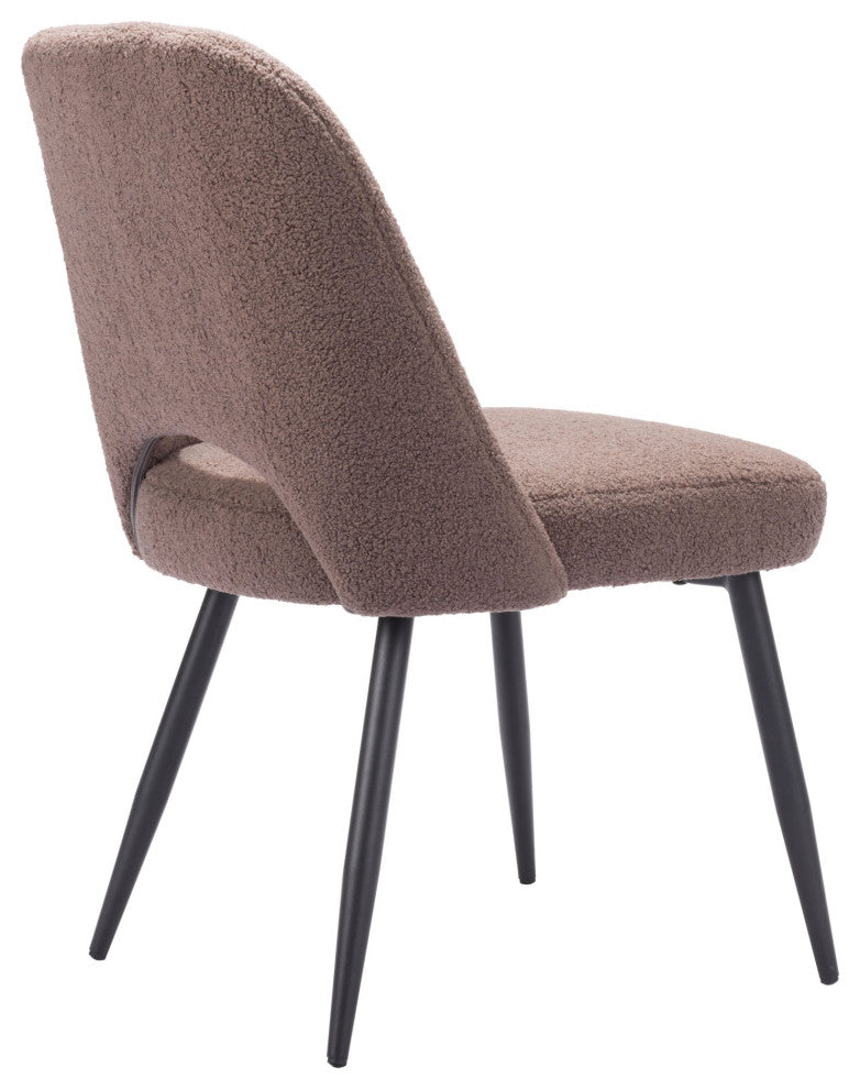 Dining Chair, Set of 2, Steel Metal, Fabric, Brown, Black, Kitchen Cafe Bistro