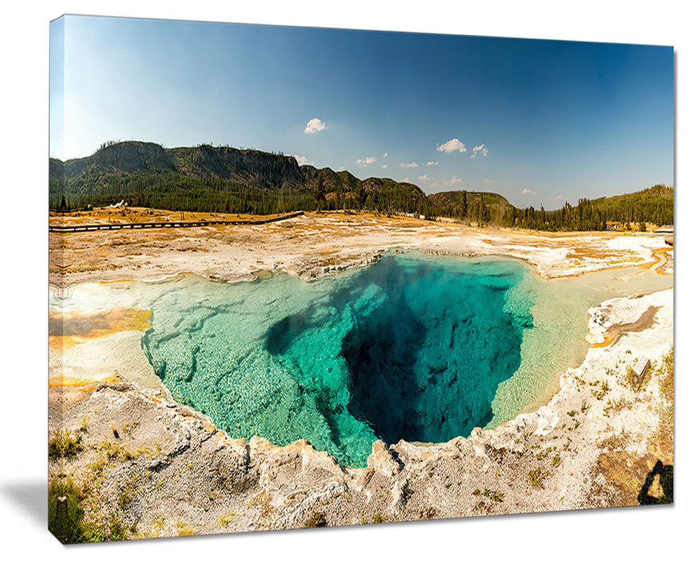 "Yellow Stone Pool Panorama" Landscape Print Wall Artwork, 20"x12"