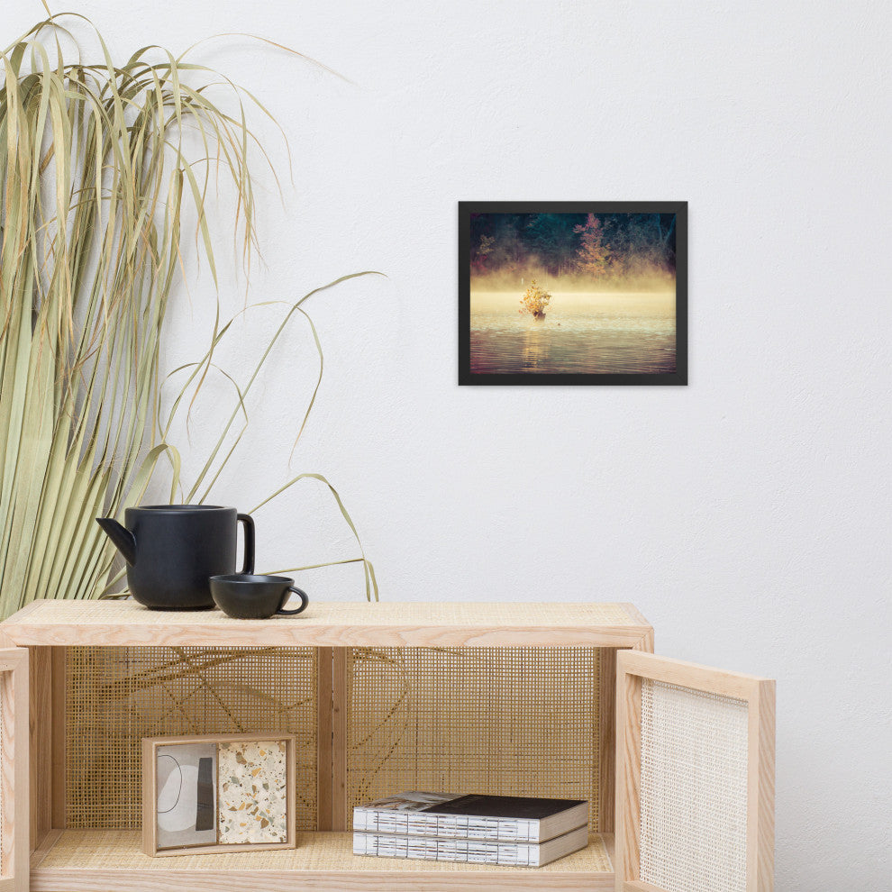 Golden Mist on Waples Pond Framed Photo Paper Wall Art Prints, Black, 11" X 14"