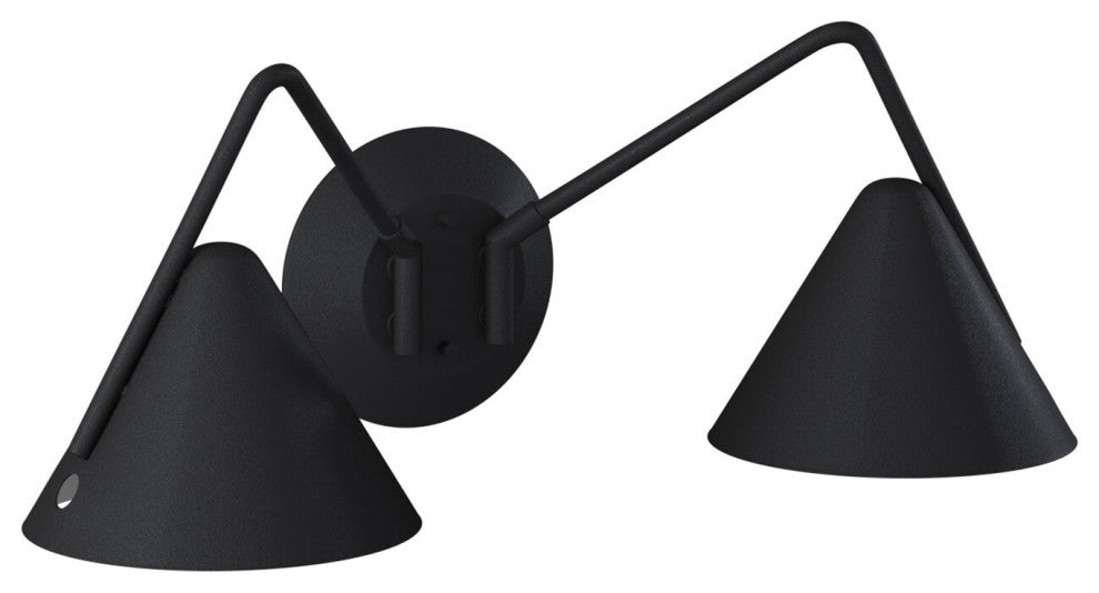 Zag - 2-Light LED Wall Sconce - Textured Matte Black Shade Finish