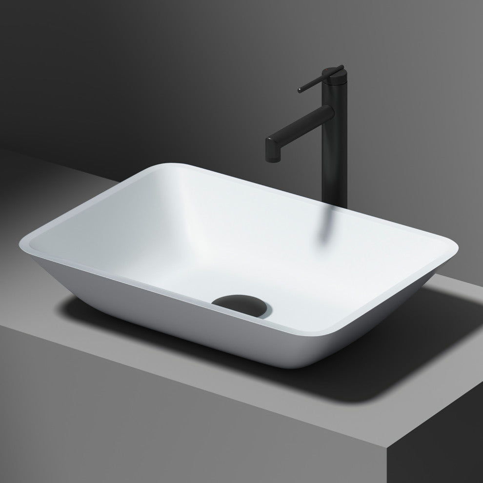 VIGO Sottile 18"L x 13"W x 4"H Glass Rectangular Vessel Bathroom Sink, White