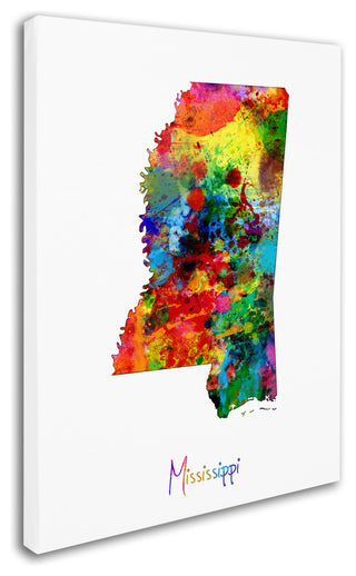 "Mississippi Map" Canvas Art by Michael Tompsett
