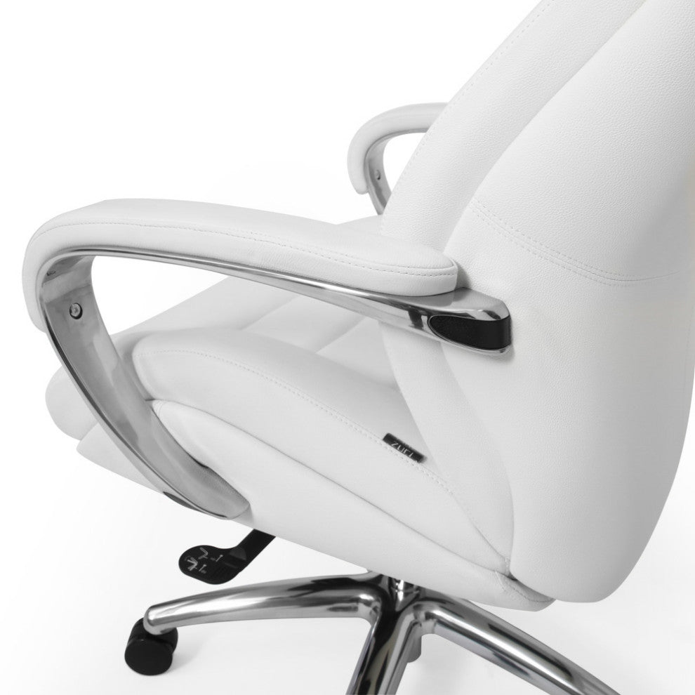 Gates Fully Reclining Adjustable Executive Chair Soft Top Grain Leather, White
