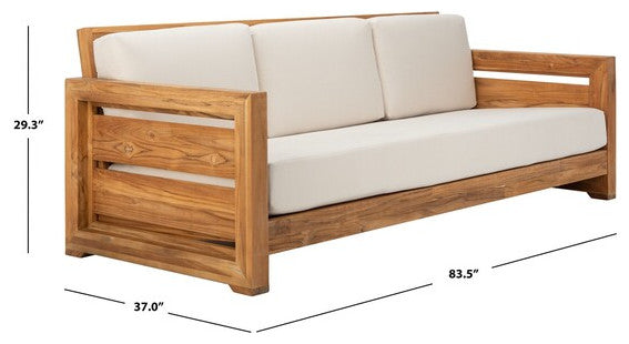 Safavieh Molokai Teak Patio Sofa Natural / Beige