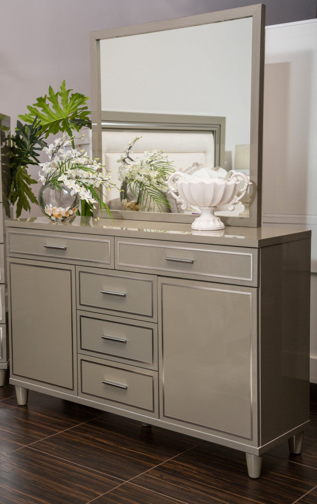 Urban Place Dresser With Mirror, Dove Gray