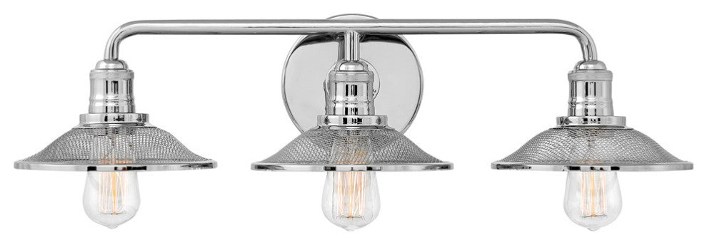 Hinkley Rigby Medium Three Light Vanity, Polished Nickel