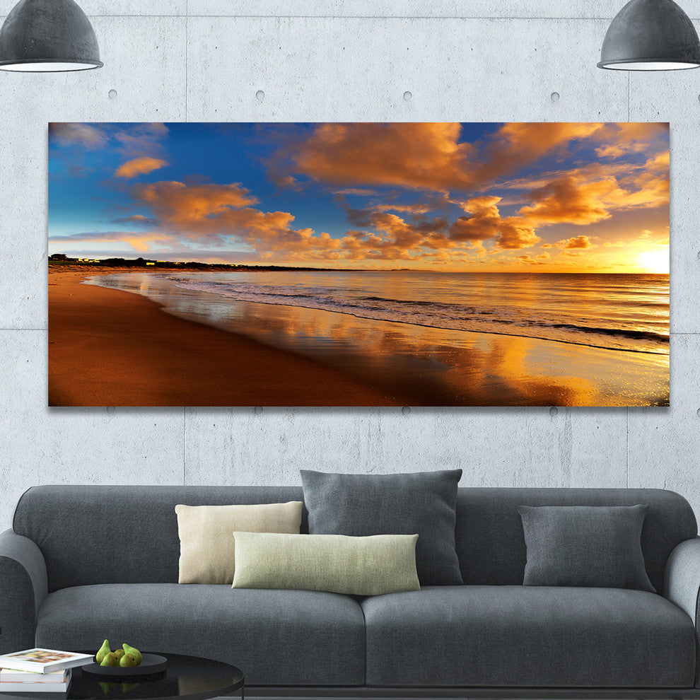 Colorful Sunset on the Beach, Large landscape Canvas Art Print, 60"x28"