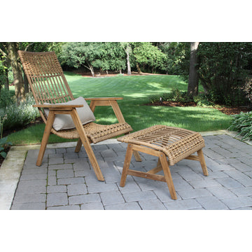 Teak and Wicker Basket Lounger Chair, Set of 2, Bohemian
