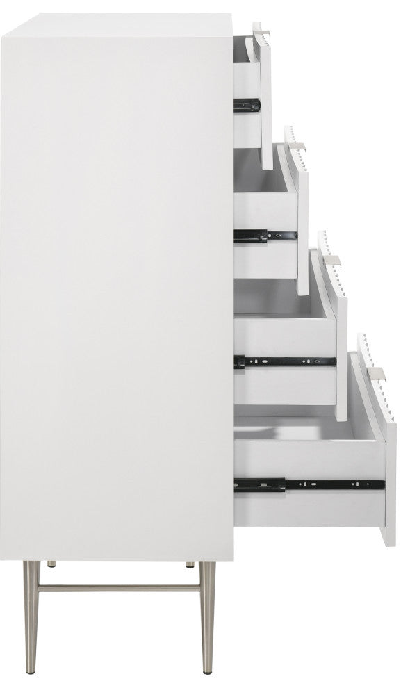 Modernist Medium Gloss Finish Chest, Brushed Chrome