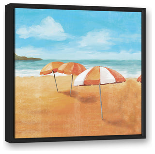 Striped Beach Umbrellas 24x24 Black Floating Framed Canvas