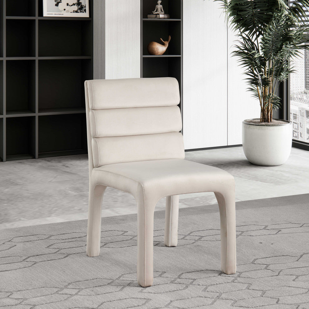 Kai Upholstered Dining Chair, Cream, Velvet, Set of 2