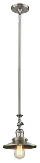 1-Light Railroad 8" Mini Pendant, Brushed Satin Nickel