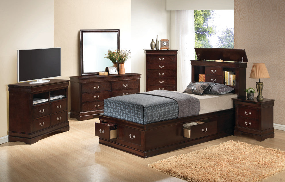 Barton Storage Bed, Cappuccino, Twin