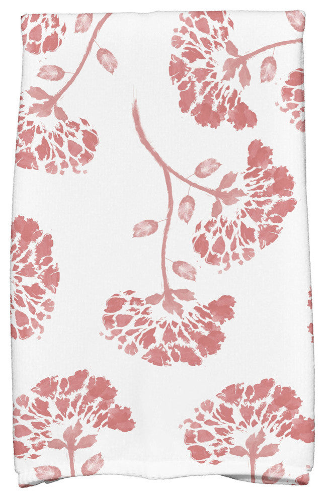 18x30", April Floral Print Hand Towels, Coral