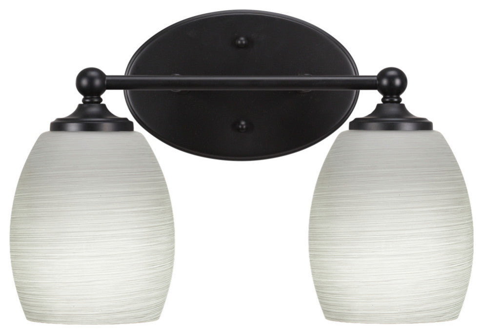Capri 2-Light Bath Bar, Matte Black/White Linen