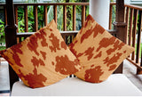 18" x 18" Moo Print Indoor/Outdoor Polyester Throw Pillow, Sienna
