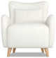 Lune Curved Arm Accent Chair With Lumbar Pillow, Ivory White Boucle