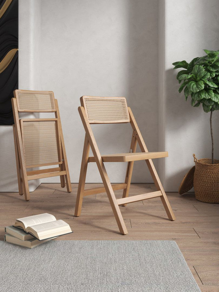 Manhattan Comfort Pullman Dining Folding Chair, Nature, Set of 2