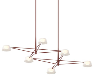 Sonneman 2036.73 Ray 68"W LED Linear Chandelier - Oxide Red / Opal White