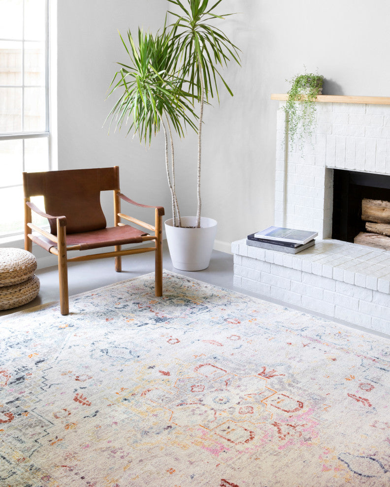 Distressed Clara Area Rug by Loloi, Light Gray/Multi, 5'3"x7'7"