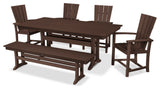 POLYWOOD Quattro 6-Piece Farmhouse Dining Set with Bench
