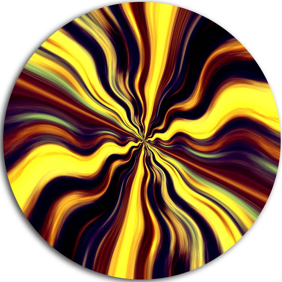 Yellow Purple Black Fantasy, Abstract Digital Art Round Wall Art, 23"