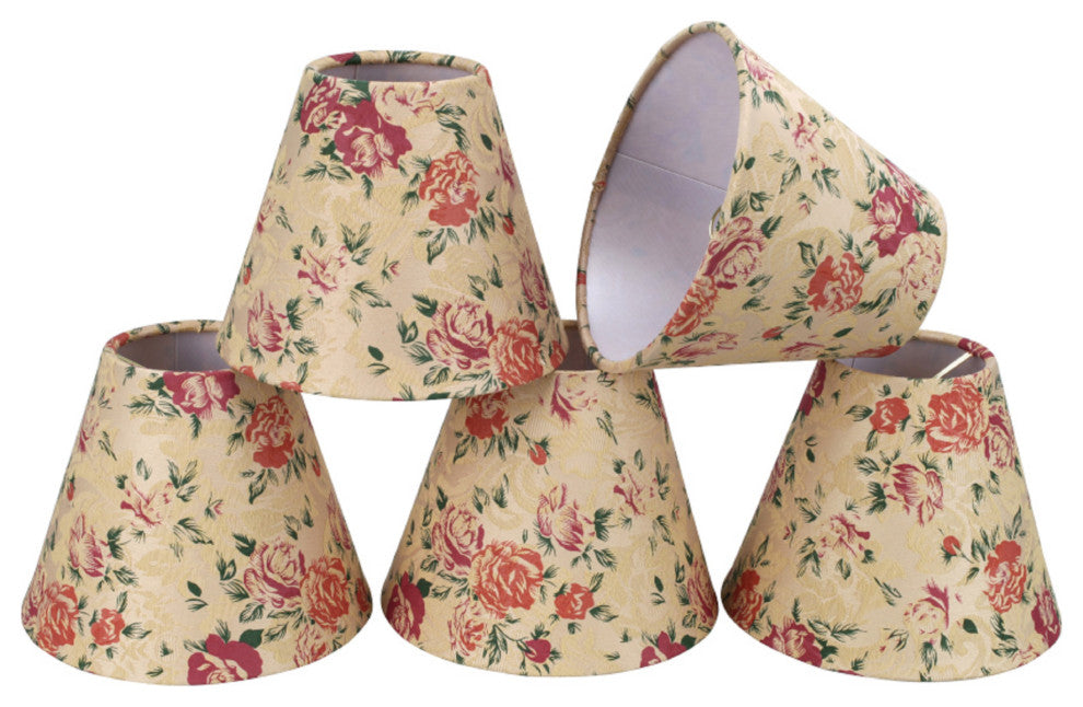32003-5  Hardback Empire Chandelier Clip On Lamp Shade Floral Print 3"x6"x5"