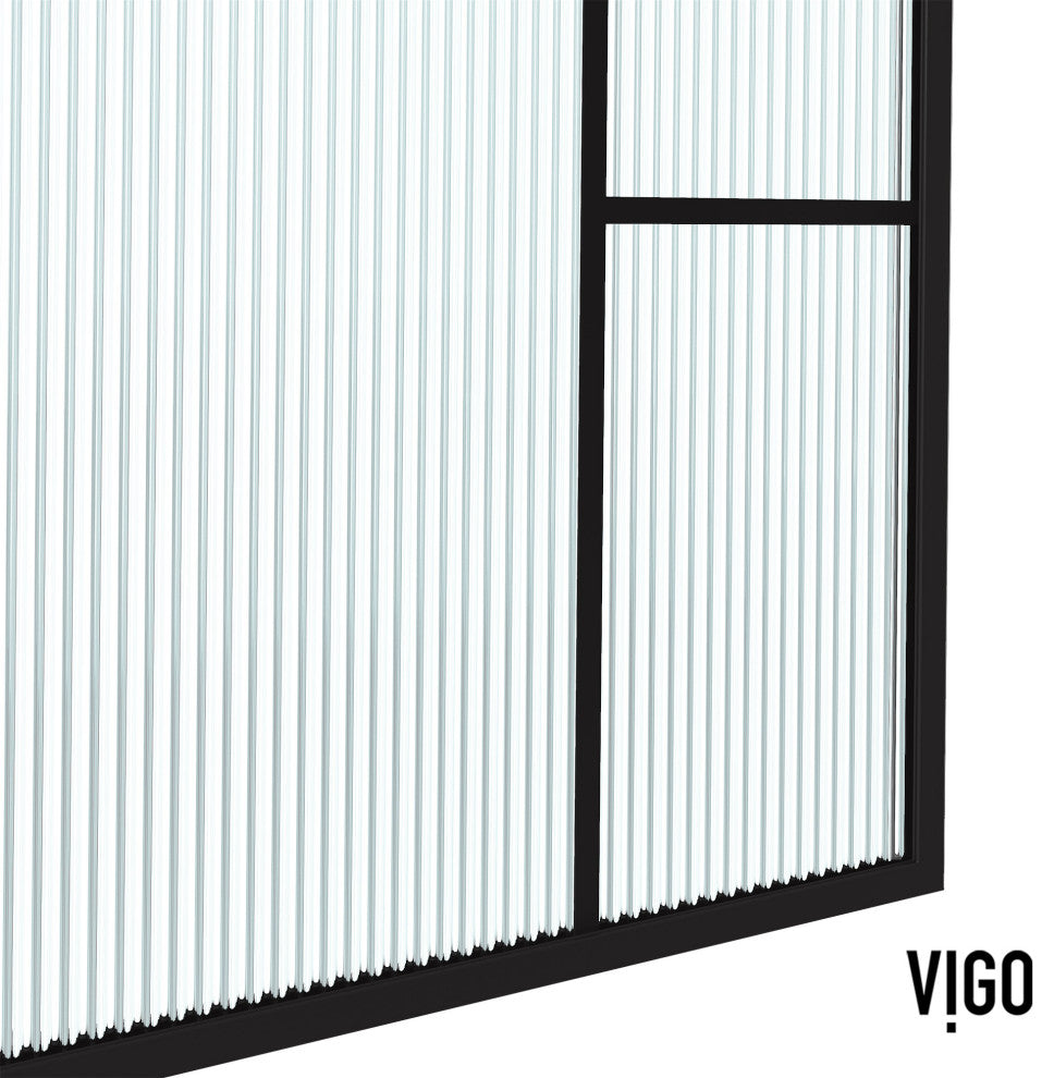 VIGO Meridian 34" W x 74" H Framed Shower Screen, Matte Black With Mixed Glass