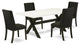 5-Piece Dining Set, 4 Chairs Nails Head and Dinette Table, Black