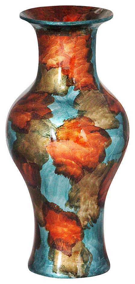 HomeRoots Lila Copper Gold and Aqua Foil and Lacquer Ceramic Vase