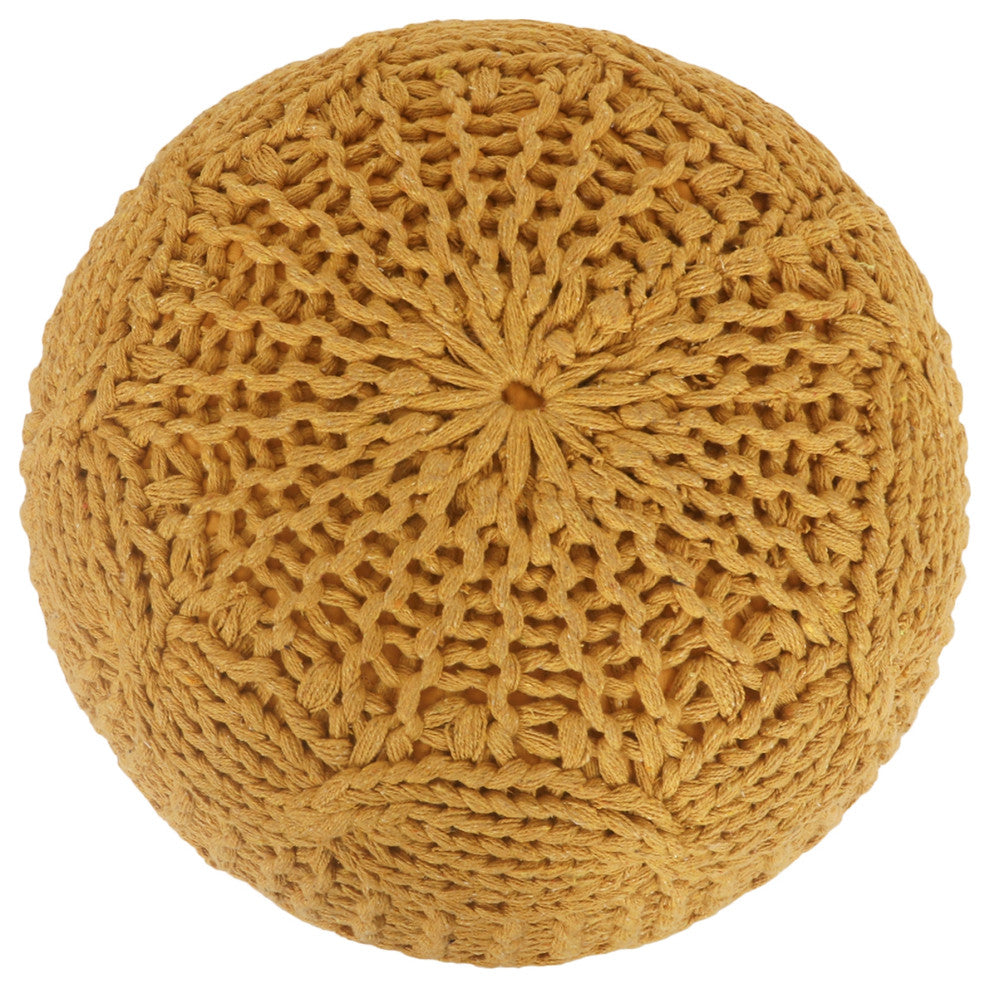 Alonna Cotton Yarn Pouf, Yellow
