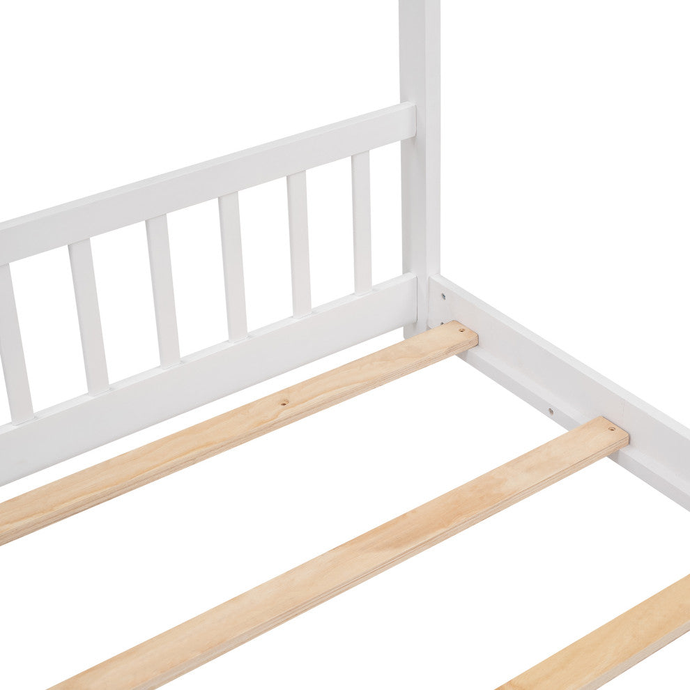 Gewnee Full Size House Bed Wood Bed in White