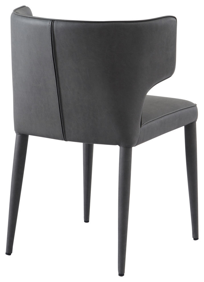Elite Living Melore Wingback Upholstered Dining Side Chair, Dark Gray