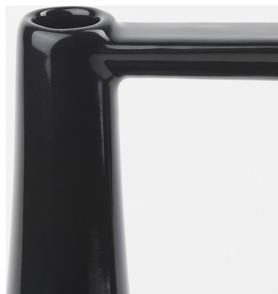 Burton Black Ceramic Jug Style Vase, 12"