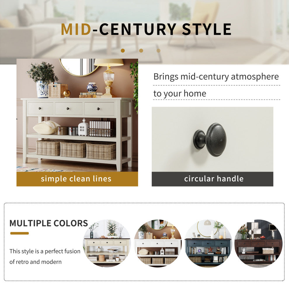 Gewnee Retro Design Console Table With Two Open Shelves