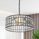 LNC Chispa 3-Light Black Modern Crystal Drum Chandelier
