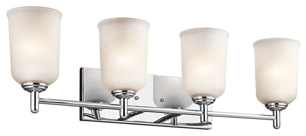 Transitional Shailene Wall Mt Bath 4 Arm, Chrome With Satin Etched Glass