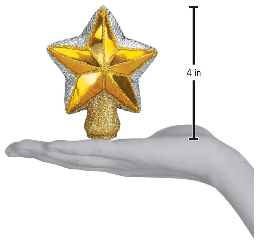 Old World Christmas Small Star Tree Top Blown Glass Ornament