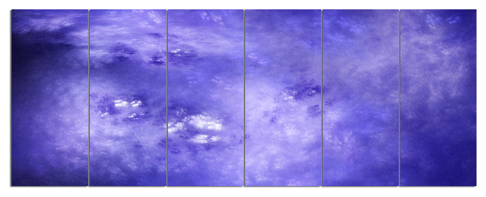 Light Blue Fractal Sky with Stars, Abstract Canvas Art Print, 70"x28", 6 Panels