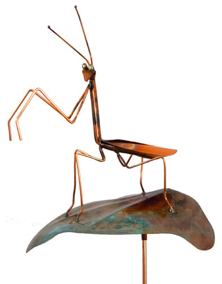 Handcrafted Copper Praying Mantis Garden Stake