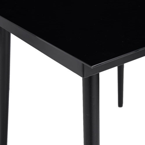 vidaXL Patio Dining Table Black Steel and Glass Garden Dinner Desk Furniture